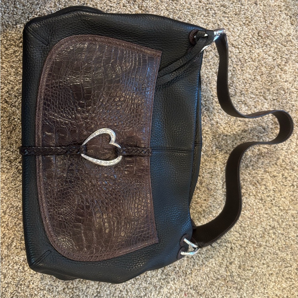 Elegant Black and Brown Leather Men's Bag